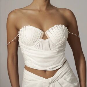 JLUXLABEL White Strapless Crop Top